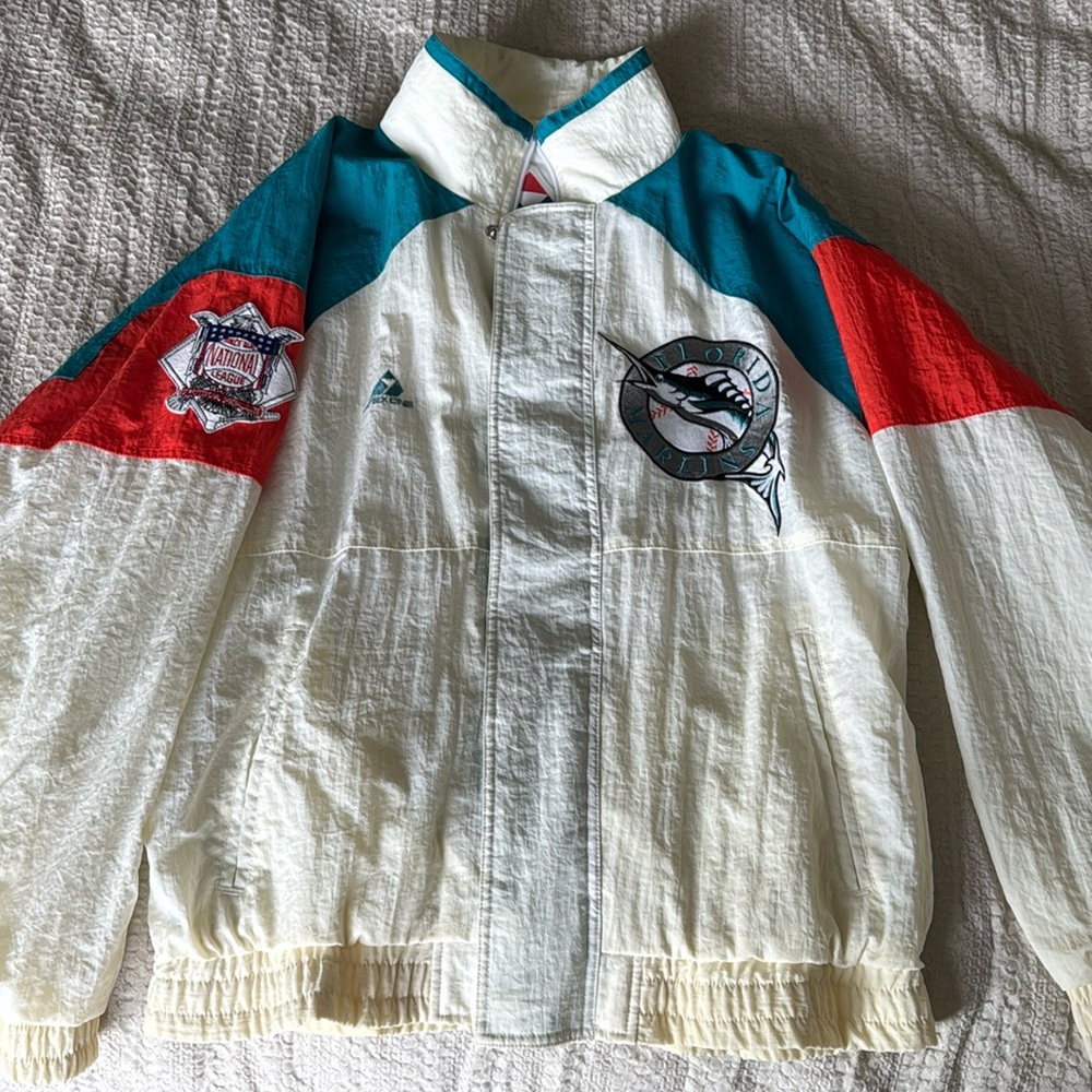 VINTAGE Apex Florida Marlins Jacket Men Small Multicolor Colorblock 90s